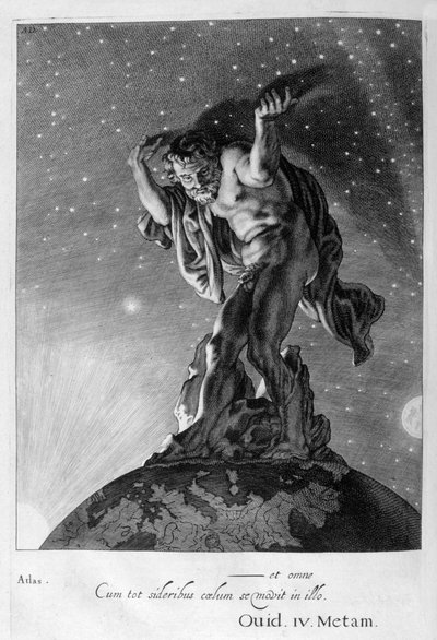 Atlante sostiene i cieli sulle sue spalle, 1655 da Michel de Marolles