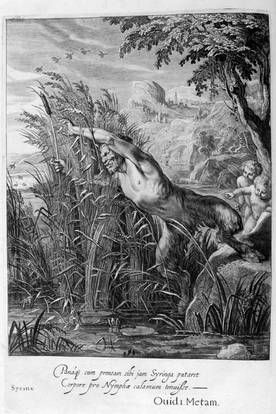Pan insegue Siringa che si trasforma in una canna, 1665 da Michel de Marolles