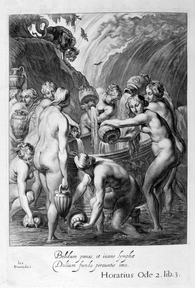 Le Danaidi condannate a riempire vasi forati con acqua, 1655 da Michel de Marolles