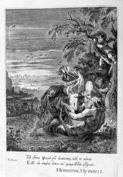 Tithonus, amante di Eos, trasformato in cavalletta, 1655 da Michel de Marolles
