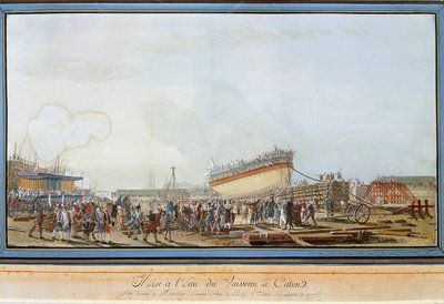 Il varo della nave Le Caton nel porto di Tolone alla presenza del Conte di Provenza nel luglio 1777 da Michel de Toulon