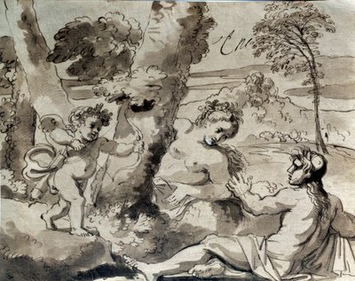 Amore, un pastore e una ninfa da Michel des Gobelins Corneille