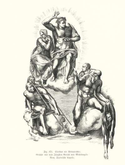 Cristo il Giudice, dettaglio dal Giudizio Universale di Michelangelo, dipinto sulla parete dell