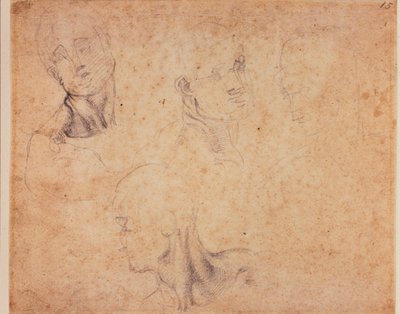 Quattro studi di teste maschili da Michelangelo (after) Buonarroti