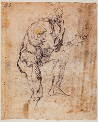 Studio di nudo, copia dalla lunetta di Naason da Michelangelo (after) Buonarroti