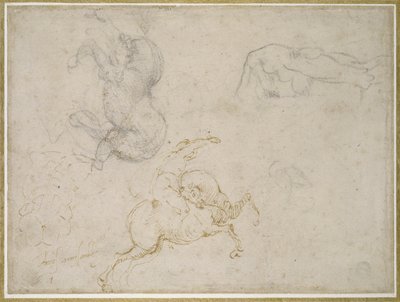 Cavaliere che carica e altri studi da Michelangelo Buonarroti