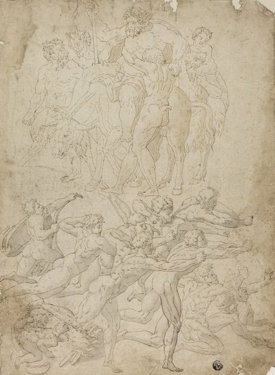 Arcieri che tirano a un erma, trionfo di Bacco e altri studi da Michelangelo Buonarroti