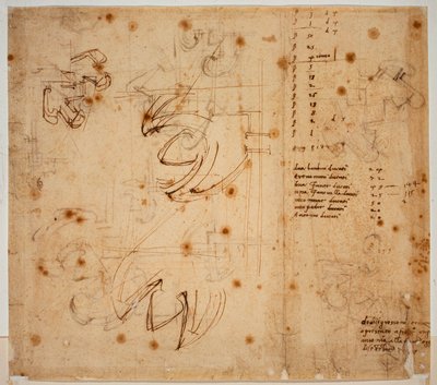 Studi e conteggi autografi da Michelangelo Buonarroti
