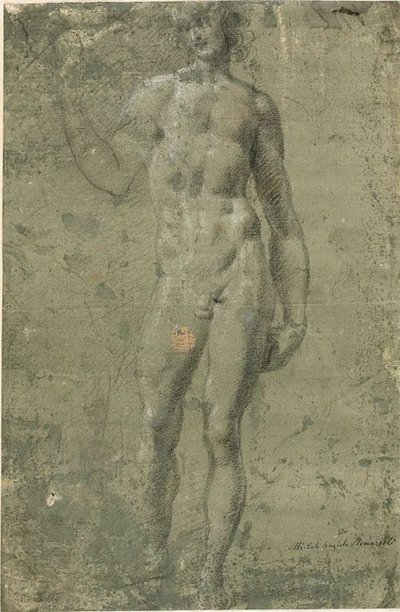 Bacco (recto); Schizzi architettonici (verso) da Michelangelo Buonarroti