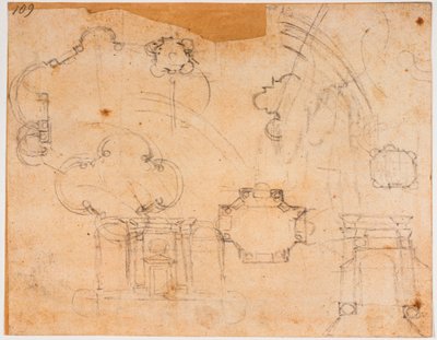 Progetti di costruzione, elevazioni e schizzi della cupola, per la Cappella Sforza da Michelangelo Buonarroti