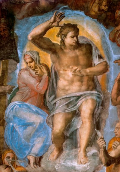 Dettaglio del Giudizio Universale: Cristo Giudice. Affresco di Michelangelo Buonarroti da Michelangelo Buonarroti