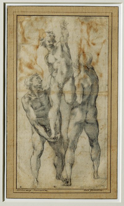 Due uomini nudi che sollevano un terzo, 1502-06 circa ... da Michelangelo Buonarroti