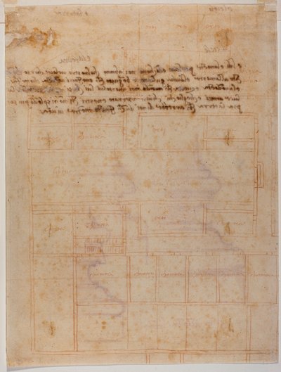 Piano frammentario del convento di San Lorenzo, iscrizioni manoscritte da Michelangelo Buonarroti
