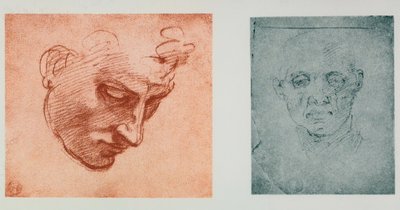 Vista frontale di un volto e uno di profilo da Michelangelo Buonarroti
