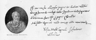 Scrittura e firma di Michelangelo Buonarroti da Michelangelo Buonarroti