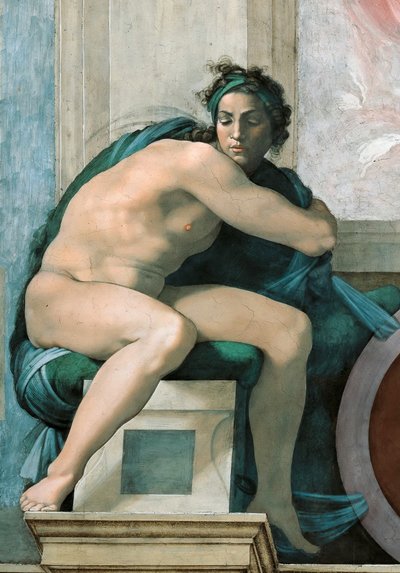 Ignudo, soffitto della Cappella Sistina in Vaticano, 1508-1512 da Michelangelo Buonarroti