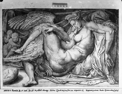 Leda, inciso da Jacobus Bos, Boss o Bossius da Michelangelo Buonarroti