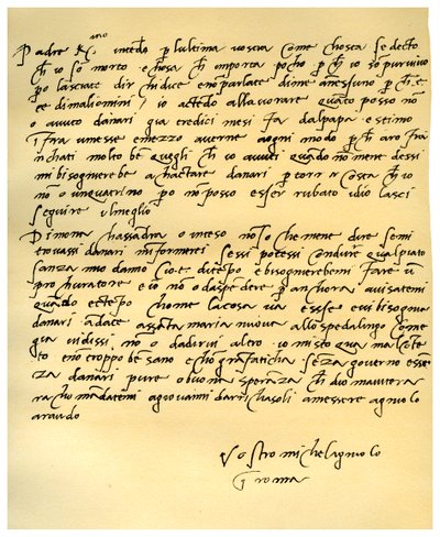 Lettera di Michelangelo Buonarroti a suo padre, giugno 1508 da Michelangelo Buonarroti