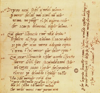 Manoscritto di una poesia di Michelangelo Buonarroti da Michelangelo Buonarroti