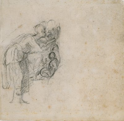 Pagina da un libro di schizzi: Una donna in nero, c1490-1560 da Michelangelo Buonarroti