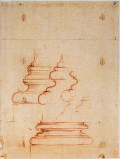 Basi di pilastri per la Nuova Sagrestia, iscrizioni manoscritte da Michelangelo Buonarroti