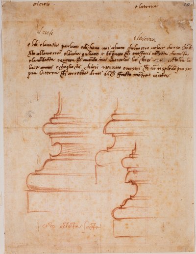 Basi di pilastri per la Sagrestia Nuova, iscrizioni manoscritte da Michelangelo Buonarroti