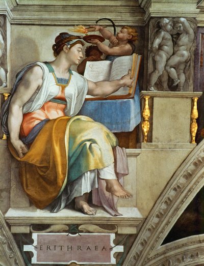 Profeti e Sibille: Sibilla Eritrea Soffitto della Cappella Sistina in Vaticano, 1508-1512 da Michelangelo Buonarroti