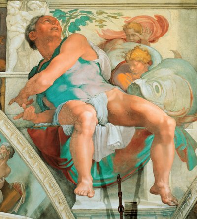 Profeti e Sibille: Giona Soffitto della Cappella Sistina in Vaticano, 1508-1512 da Michelangelo Buonarroti