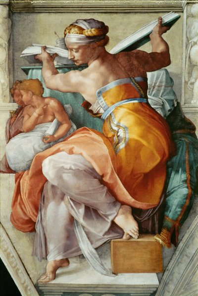 Profeti e Sibille: Sibilla Libica, soffitto della Cappella Sistina in Vaticano da Michelangelo Buonarroti
