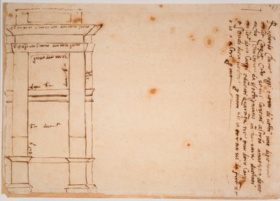 Elevazione laterale della tomba di Giulio II, memento autografo da Michelangelo Buonarroti