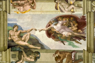 Soffitto della Cappella Sistina (1508-12): Creazione di Adamo da Michelangelo Buonarroti
