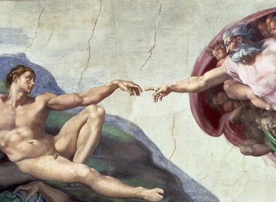 Creazione di Adamo (dettaglio delle braccia tese) da Michelangelo Buonarroti