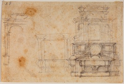 Studi da monumenti tombali per la Sagrestia Nuova da Michelangelo Buonarroti