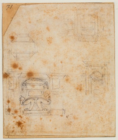 Studi di monumenti tombali per la Sagrestia Nuova da Michelangelo Buonarroti