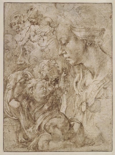 Studi per una Sacra Famiglia con Giovanni Battista bambino, 1505 da Michelangelo Buonarroti