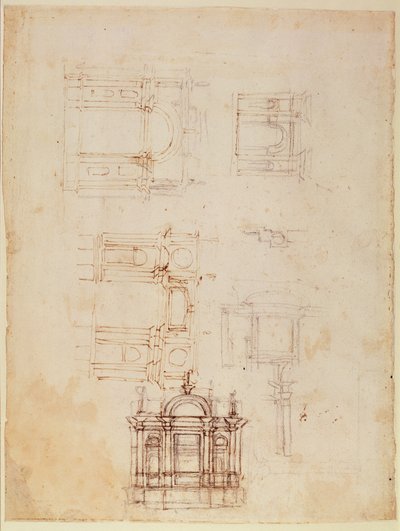 Studi per composizione architettonica in forma di arco trionfale, c.1516 da Michelangelo Buonarroti