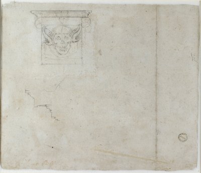 Studi di dettagli architettonici e una maschera grottesca, c1490-1560 da Michelangelo Buonarroti