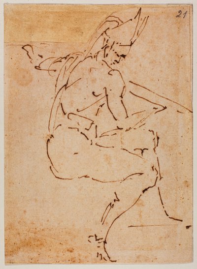 Studio per una figura seduta da Michelangelo Buonarroti