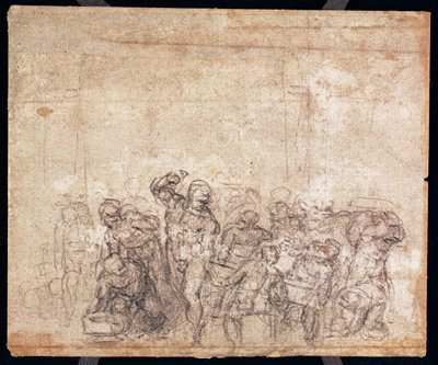 Studio di figure per una scena narrativa (verso) da Michelangelo Buonarroti