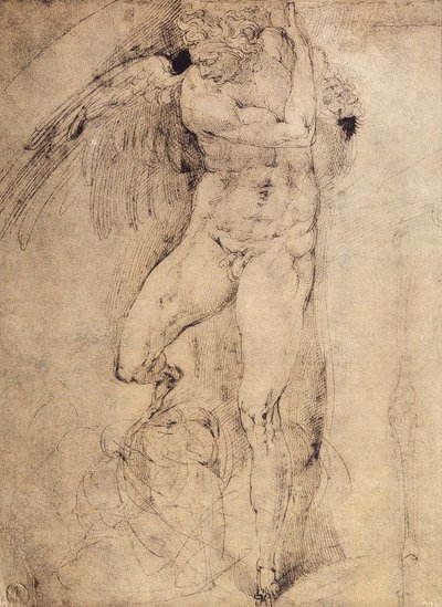 Studio di un angelo per il Giudizio Universale da Michelangelo Buonarroti