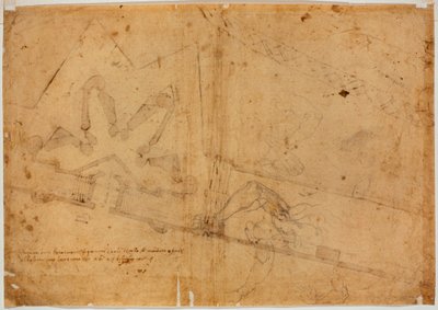 Studio di figura di altra mano e iscrizione manoscritta da Michelangelo Buonarroti