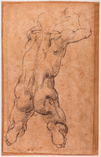 Studio di nudo maschile inginocchiato da Michelangelo Buonarroti