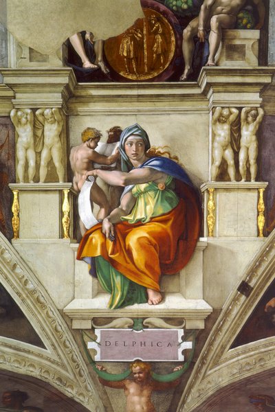 La Sibilla Delfica, soffitto della Cappella Sistina in Vaticano, 1508-1512 da Michelangelo Buonarroti