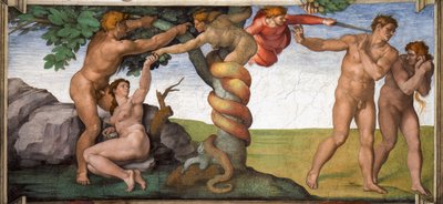 La cacciata dal Paradiso soffitto della Cappella Sistina in Vaticano da Michelangelo Buonarroti