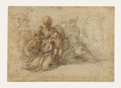La Sacra Famiglia con il Bambino San Giovanni Battista (recto); Putti amorosi al gioco; Testa di uccello (verso) da Michelangelo Buonarroti