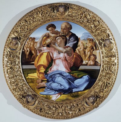 Tondo Doni: La Sacra Famiglia con San Giovanni Battista bambino da Michelangelo Buonarroti