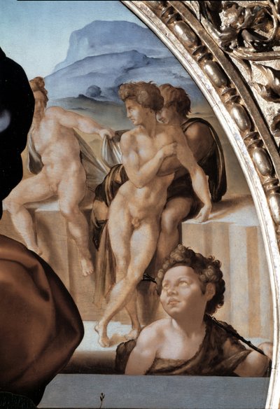 Tondo Doni: La Sacra Famiglia con San Giovanni Battista bambino (dettaglio) da Michelangelo Buonarroti