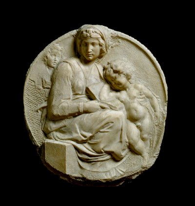 Vergine con Bambino e San Giovanni Battista bambino Madonna Pitti o Tondo Pitti. Basso rilievo in marmo di Michelangelo Buonarroti da Michelangelo Buonarroti