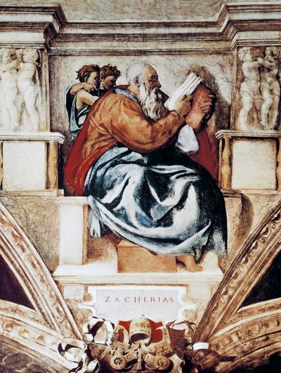 Zaccaria, dettaglio dal soffitto della Cappella Sistina da Michelangelo Buonarroti