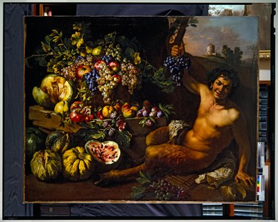 Natura morta con satiro in un paesaggio da Michelangelo Cerquozzi